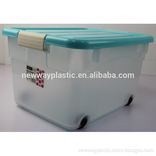 Medium size 55L cheap plastic storage box with wheel